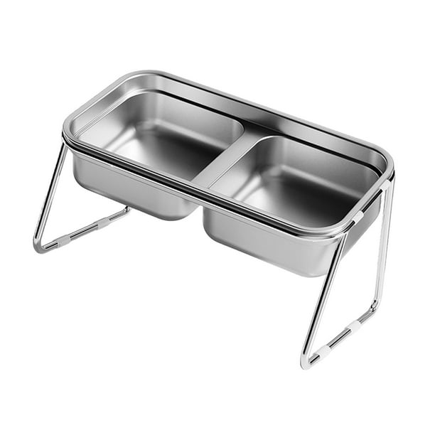 Comedero elevado para gatos con soporte, de acero inoxidable, inclinado, para mascotas, para gatos de interior y cachorros.