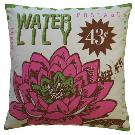 Koko Company Postage Waterlily Print Cotton Throw Pillow