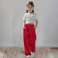 thumbnail image 2 of Girls Pants Casual Pants for Girls Medium And Large Children Casual Girls Solid Color Drawstring Sweatpants, 2 of 6