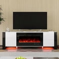 thumbnail image 3 of PLAUIN 70" Fireplace TV Stand with LED Lights, Spacious Entertainment Center with Storage, White, 3 of 6