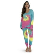 #followme Tie Dye 2 Piece Jogger Thermal Pajama Set for Women 6862-10575-XXL (Tie Dye Pastel Swirl, Small)