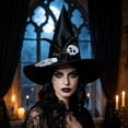 thumbnail image 5 of Fllostpr Halloween 14x15" Adult Prom Dress Up Witch Hat, Black Light Comfortable Decor for Party Masquerade Stage Performance, 5 of 7