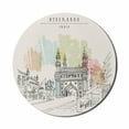 thumbnail image 1 of City Mouse Pad for Computers, Hyderabad Famous Place Charminar Vintage Hand Drawing, Round Non-Slip Thick Rubber Modern Gaming Mousepad, 8" Round, Ivory Black, by Ambesonne, 1 of 2