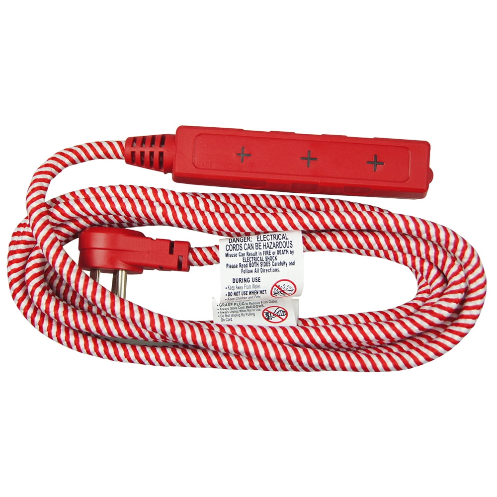 Hyper Tough 3-Outlet 9 FT Fabric Candy Cane Extension Cord