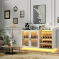 thumbnail image 3 of Wine Bar Cabinet with LED Lights, Floating Coffee Bar with Glass Rack and Removable Wine Racks, Modern Buffet Sideboard with Storage Shelves, Kithchen Bar with Glass Cabinet Doors, 3 of 6