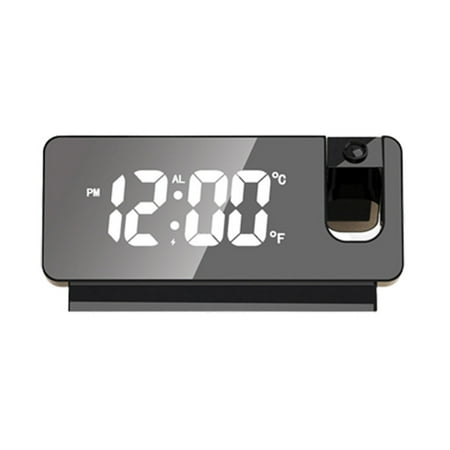 

Projection Alarm Clock on Ceiling with Indoor Thermometer Display Clocks for Bedroom Living Room Desktop Black Shell White Light