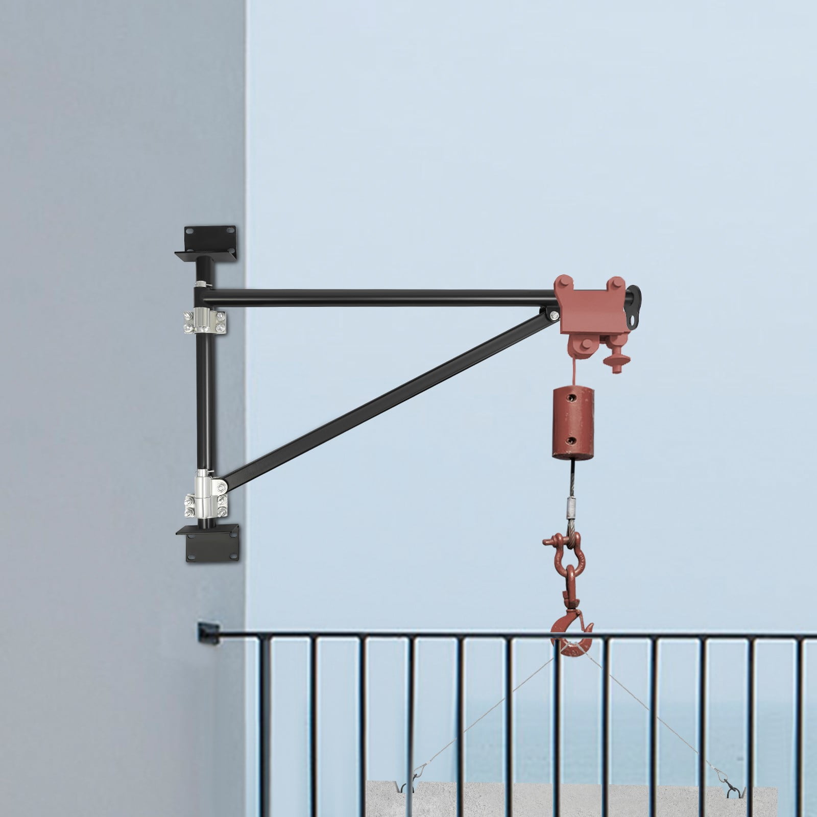 200kg/441lbs Load-bearing Wall-mounted Crane Bracket - Alloy Steel Baking Paint 180° Swivel for Industrial & Household Heavy Lifting