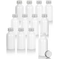 thumbnail image 3 of High Shine Gloss White Glass Boston Round Bottle with Silver Metal Screw On Cap (12 Pack), 3 of 6