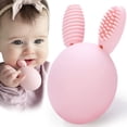 thumbnail image 1 of Sonajero para bebés con forma de conejito con forma de huevo para dentición, color rosa, 1 of 6