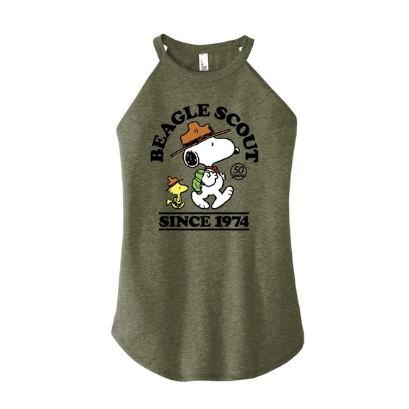 Peanuts - Beagle Scout Since 1974 - Juniors High Neck Tank Top