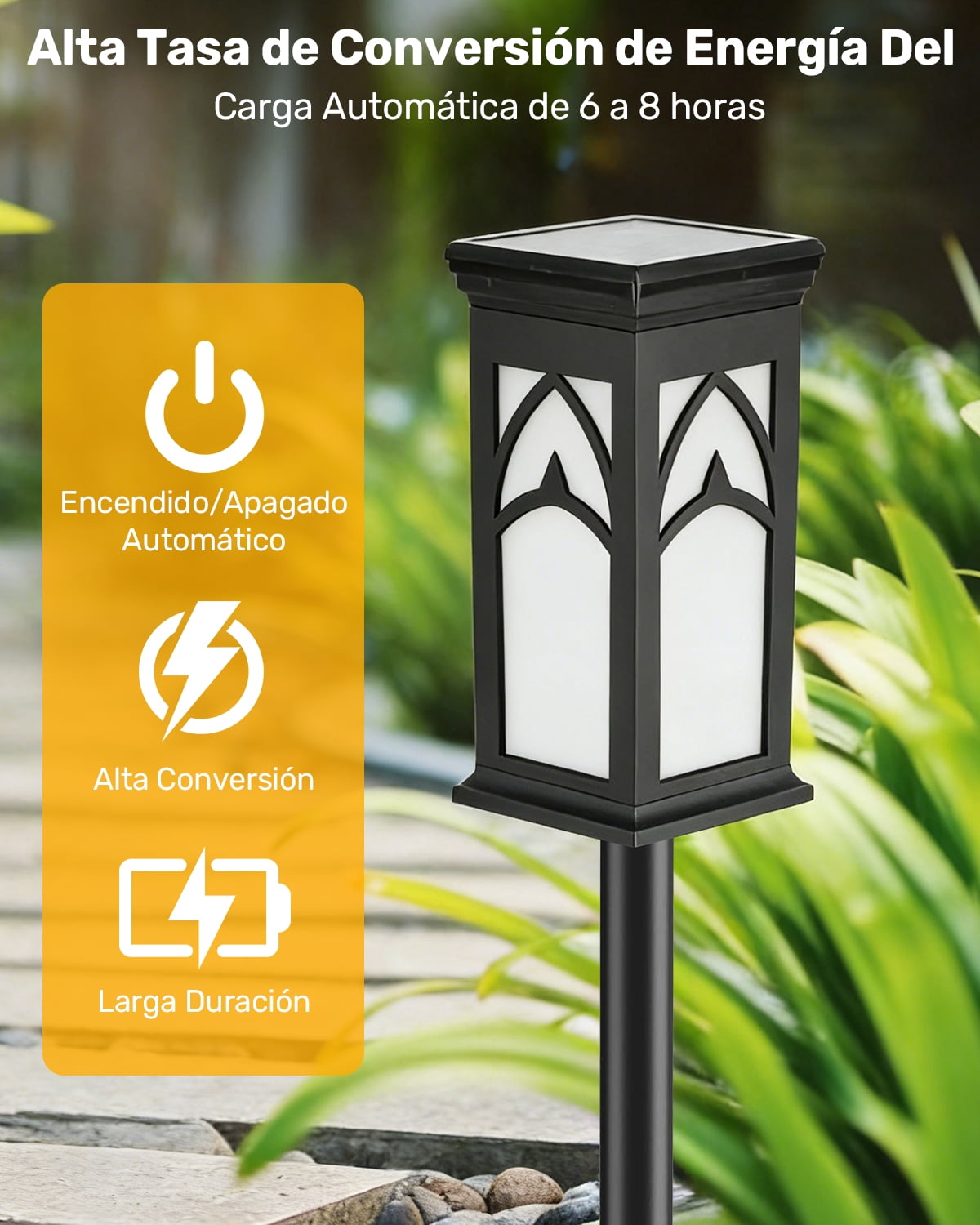 Solar Lights Outdoor, 6-Pack Solar Powered Garden Lights, IP65 Waterproof Solar Pathway Lights, Auto On/Off Outdoor Lights for Landscape, Path, Yard, Patio, Driveway, Walkway Decor