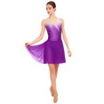thumbnail image 2 of Xnihocha Womens Ice Skating Dress Rhinestone Mesh Sleeveless Dresses Ballet Lyrical Dance Dress Purple Red S, 2 of 6