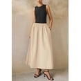 thumbnail image 3 of Vestido Maxi PRETTYGARDEN Sin Mangas Patchwork Flowy Beige XXL, 3 of 8