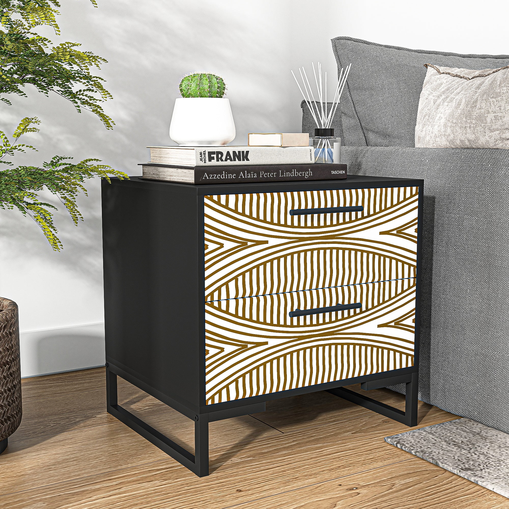 YYAo Modern 2 Drawer Nightstand, End Table Bedside Table with Storage for Living Room, Bedroom, Black YYAo Modern 2 Drawer Nightstand, End Table Bedside Table with Storage for Living Room, Bedroom, Black