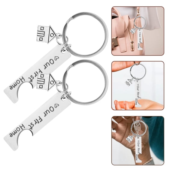 WHAMVOX 2pcs House Pendant Keychains Housewarming Keychain Decorative Keychain Metal Keychain