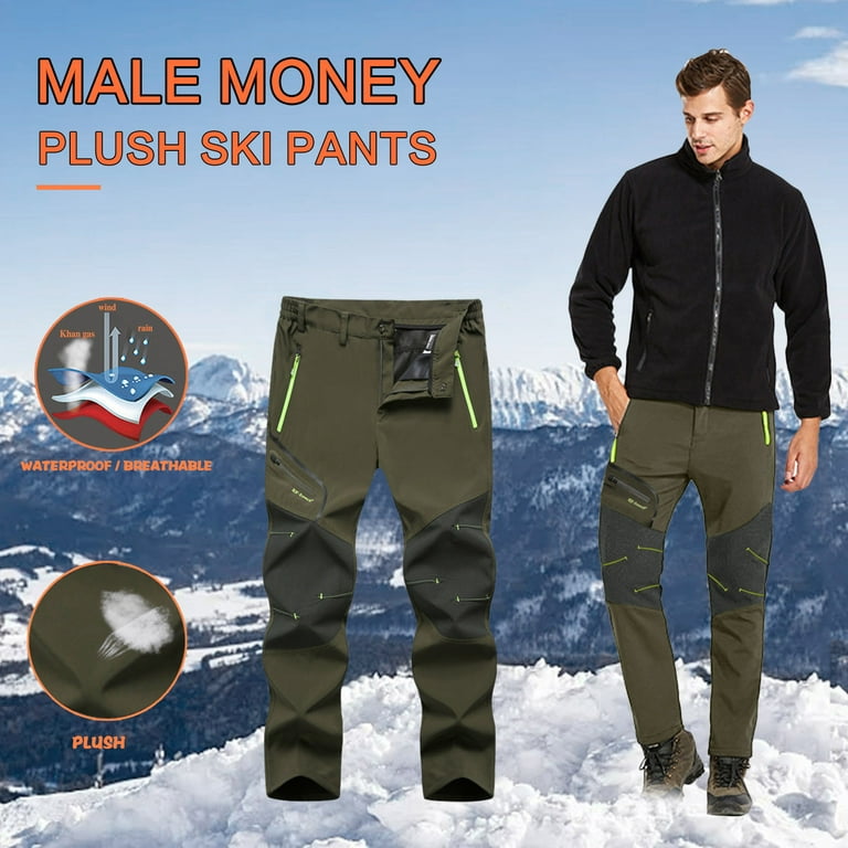 symoid Men's Hiking Clothing- Waterproof Windproof Outdoor Camping Hiking  Warm Trousers Pants Green XL