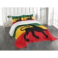 thumbnail image 3 of Ambesonne Rasta Quilted Bedspread Set 3 Pcs, Lion Reggae Striped Flag Art, King Size, Yellow Black, 3 of 5