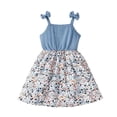 thumbnail image 3 of WMQPNNS Flower Girl Dress Sleeveless/Short Sleeve A Line Cute Summer Dress Toddler Girls Dresses for Birthday Wedding Party, Size 5 Years, 4-Blue, 3 of 9