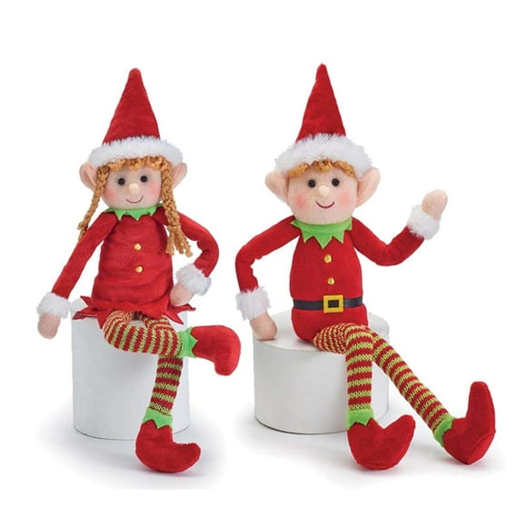 Oulaiz Posable Muñeco Elfo De Felpa Elfos Conjunto De Elfo Niño Y Elfo Niña con Brazos Y Piernas Flexibles Divertida Decoración Navideña