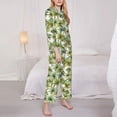 thumbnail image 3 of Vsdgher Green Hawaii Palms Pajamas Set Long Sleeve Sleepwear Womens Button Down Nightwear Pj Sets-Large, 3 of 7