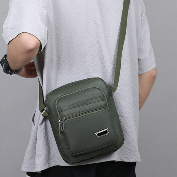 Bolsa de pecho cruzada - Mochila deportiva de cinturón con múltiples bolsillos • Correa ajustable • 23x20x7cm • Marrón Negro Azul Verde • Almacenamiento duradero de tela