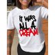 thumbnail image 1 of Letter Print Crew Neck T-Shirt, Casual Short Sleeve T-Shirt For Spring & Summer, Women's Clothing Tee For Adult, Men, Women, Teen, Teenager, Adolescent, Youth, 1 of 5
