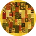 thumbnail image 1 of Ahgly Company Indoor Round Abstract Yellow Contemporary Area Rugs, 6' Round, 1 of 4