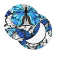 thumbnail image 2 of Naloa Blue and White Butterflies Round Bar Stool Cushion Cover 12-14 inch, Fits Kitchen, Office, Restaurant Chairs - 13 inch, 2 of 7
