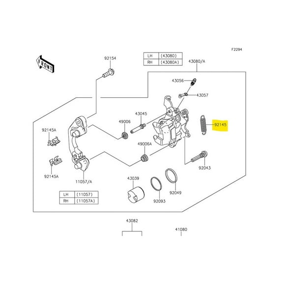 Kawasaki OEM Rear Return Spring  Mule Pro-MX FX KRX1000 FXT 92145-1690