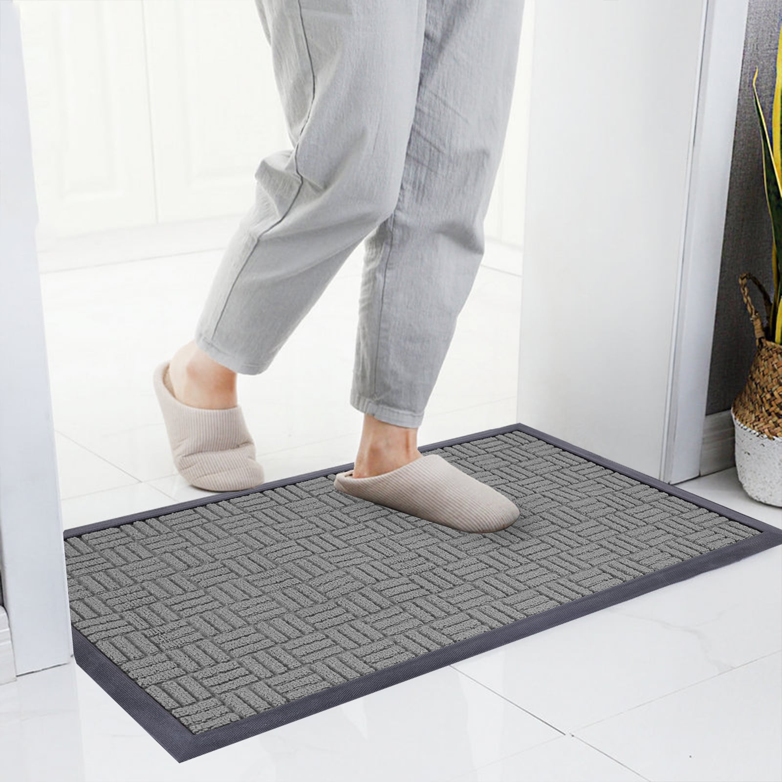 Front Door Mat 18''x30'' Thick Rubber Rug Non Slip Entryway Floor Mat