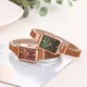 thumbnail image 2 of Reloj cuadrado de cuarzo para mujer, cronógrafo con correa magnética, esfera verde, sencillo, de lujo, con malla de oro rosa, novedad de 2024, 2 of 5
