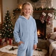 thumbnail image 6 of Boys Hooded Onesie Pajamas Kids Long Sleeve Zip-Front One Piece Fuzzy Sleepwear Jumpsuit with Pockets Winter Warm Loungwear, 6 of 6