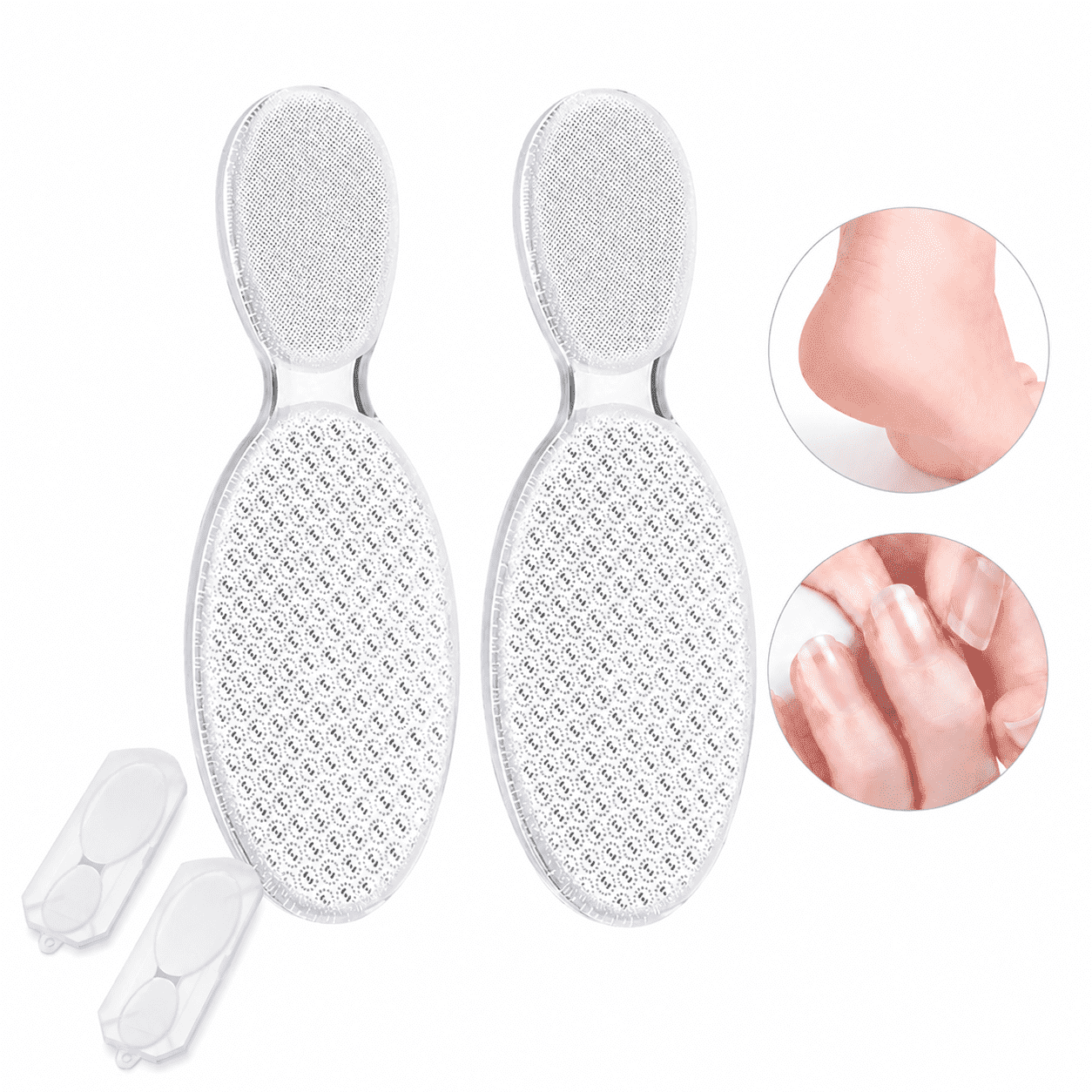 2 Pack Nano Glass Foot File, Double Sided Foot Scrubber Callus Remover, Wet and Dry Portable Foot Exfoliator Pedicure Tool for Dead Skin and Cracked Feet