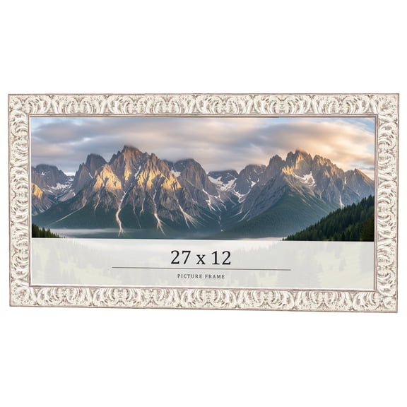 27x12 Frame White Real Wood Picture Frame Width 1.5 inches | Interior Frame Depth 0.5 inches |