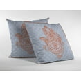 thumbnail image 3 of Hamsa Double Sided Suede Pillow, Zippered, Orange on Blue, 3 of 5