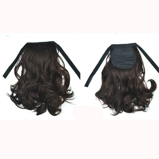 Pelucas con flequillo para mujer, peluca ondulada suelta para mujer, cinta ondulada, rizada, cola de caballo corta, extensiones de cabello, pieza de cabello