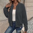 thumbnail image 7 of QQNHM Bomber Jacket For Women Full Zip Long Sleeve Lightweight Coat Fall Casual Baseball Outerwear, 7 of 7