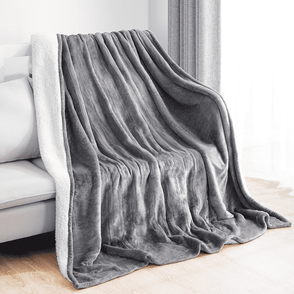 Gasky Electric Heated Blanket with 4 Heating Levels and 10H Auto off, Full Size Flannel and Shu Velveteen Blanket, Machine Washable, Gray 72"x 84"