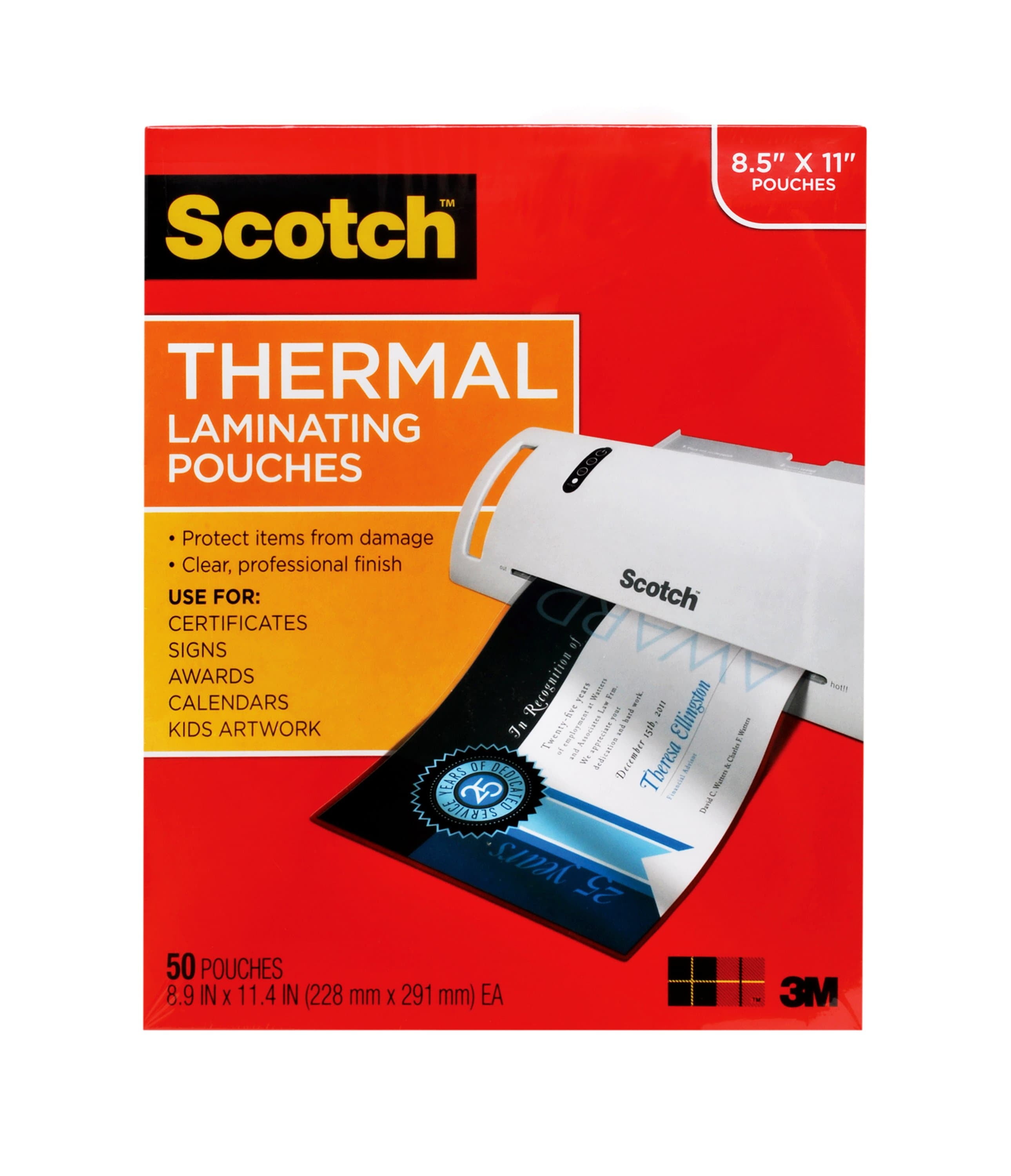 20-Count Scotch Thermal Full-Sheet Laminating Pouches 20-Count 8-1/2 X 11" 