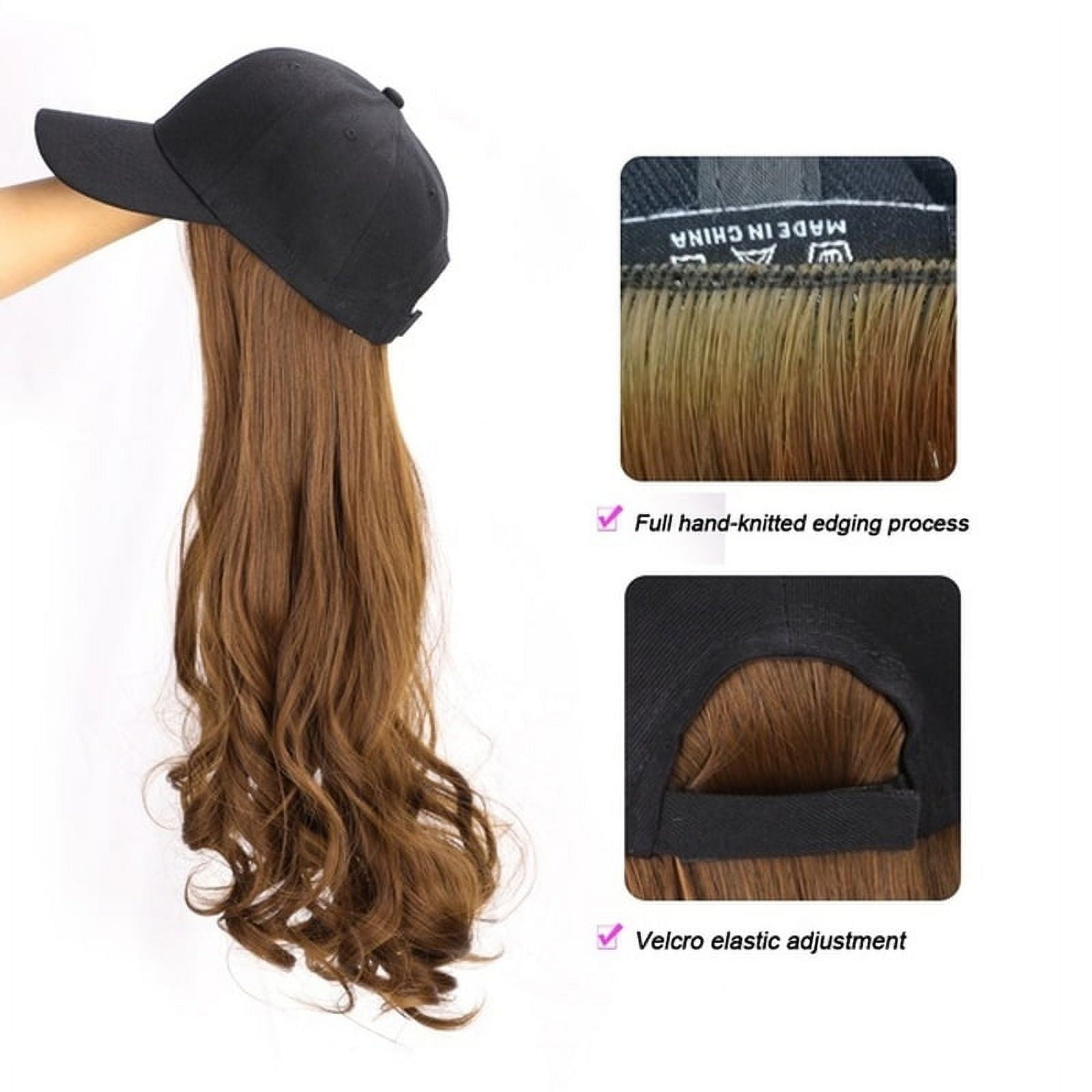 Women Baseball Cap Wigs,Baseball Cap with 22in Hair Synthetic Hat Wigs for Women Baseball Cap