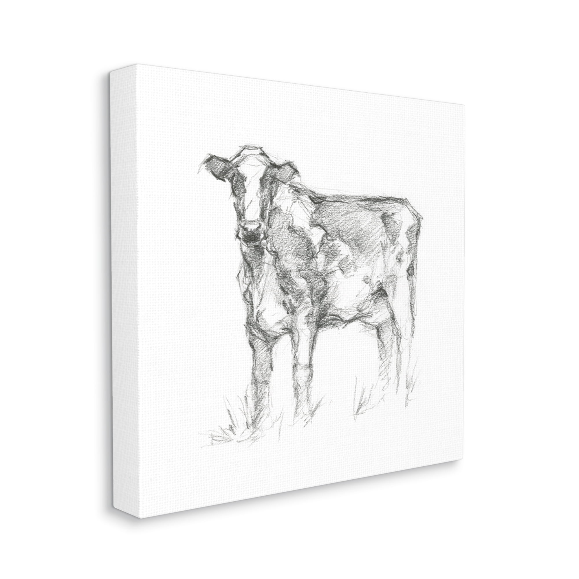 Stupell Industries Simple Cow Drawing Animals & Insects Drawing Gallery Wrapped Canvas Print Wall Art, 24 x 24