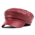 thumbnail image 5 of LinYooLi Chapeau Pi Jun Femme Automne et Hiver Chapeau d'Étudiant Édition Mode PU Chapeau Naval Haute Vitesse, 5 of 5