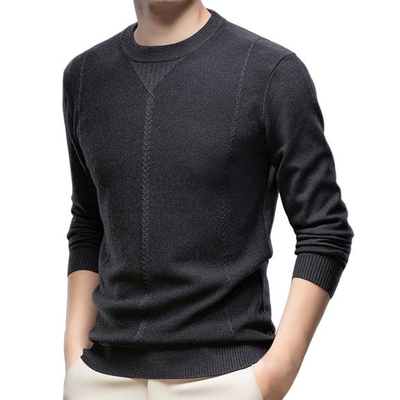 WELOIJEVBE Mens Sweater Men's Fashion Autumn/Winter 2024 Semi Turtleneck Slim Striped Top Pullover Sweater Sweaters for Men