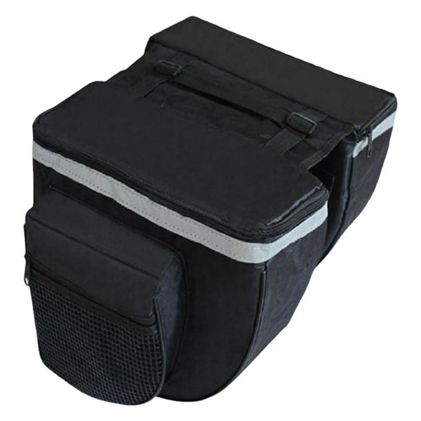 Alforja para asiento trasero, bolsa de sillín, alforja de asiento trasero de doble cara, bolsa de carga para bicicleta negro2