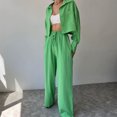 thumbnail image 1 of Traje Verano 2 Piezas Conjunto de pantalón largo de 2 piezas para mujer, camiseta informal de ajuste holgado, traje diario de color sólido Cgtredaw Verde M para Mujer, 1 of 1
