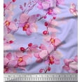thumbnail image 1 of Soimoi Japan Crepe Satin Fabric Bird & Orchids Flower Printed Fabric 1 Yard 42 Inch Wide, 1 of 3