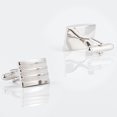 thumbnail image 3 of Gemelos elegantes de metal estampado en plata para hombre, 3 of 3
