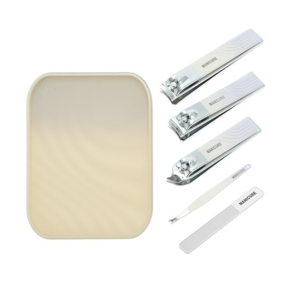 Unique Bargains Gradient Color Box Nail Clipper Kit for Women for Men 5-piece Set Purple