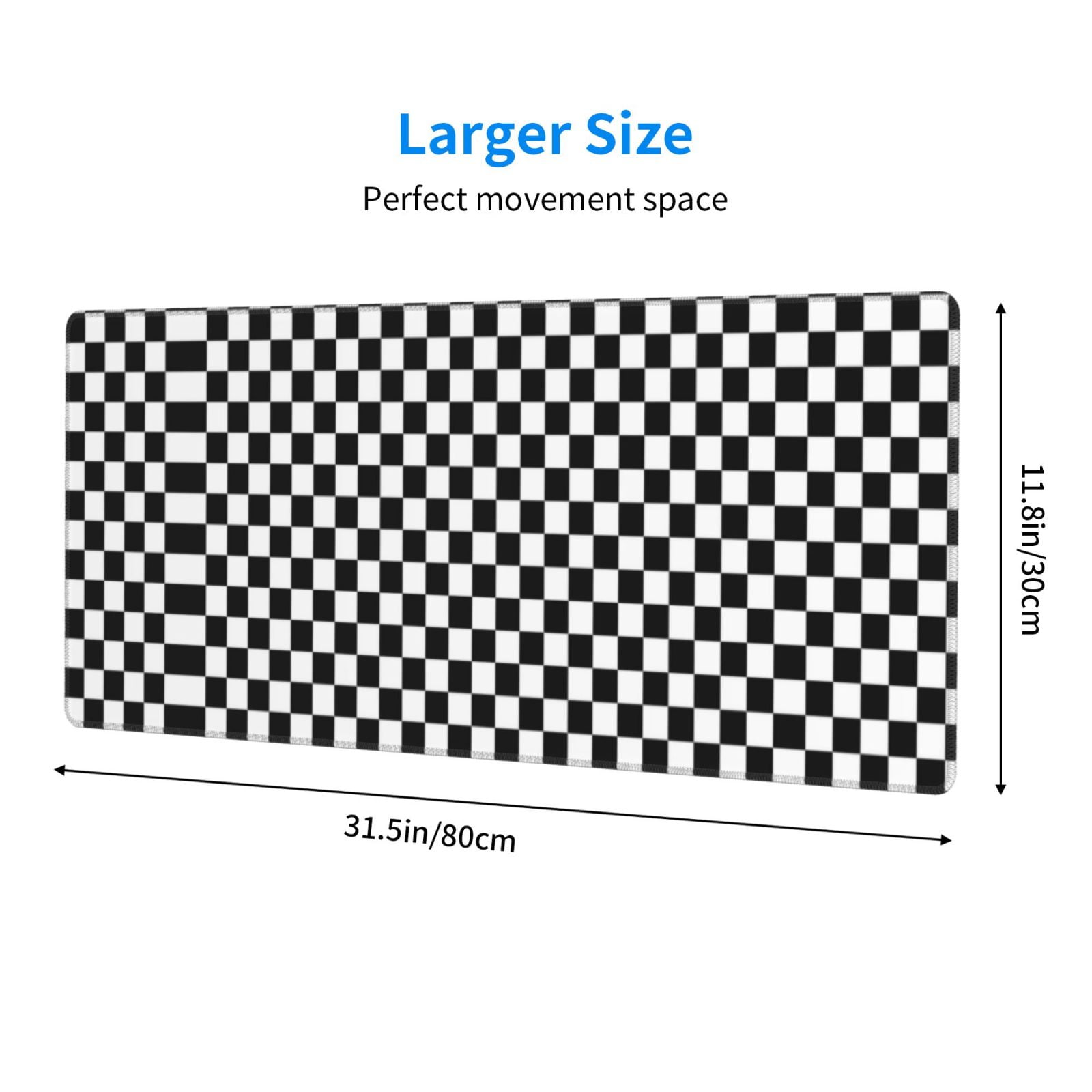 Large Gaming Mouse Mat Black White Checkered Pattren Long Extended Mousepad Desk Mat Non-Slip Rubber Micepads (31.5 X 11.8 Inches)\r\n