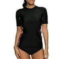 thumbnail image 1 of BeautyIn Women's Floral Patchwork Rashguard Swimwear Short Sleeves Top, 1 of 6